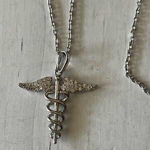 Medical Necklace silver tone rhinestones necklace, nurse medical graduation gift